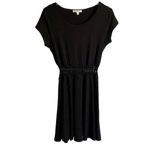 Love Fire Black Short Sleeve Dress Eyelet Waist Cutout Detail Junior's Large